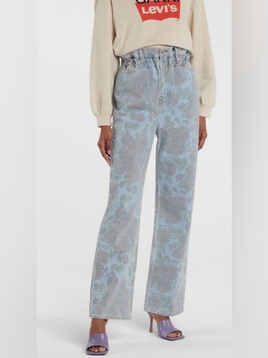 Levis x Gianni Denim - Ganni x Levi's floral print high-rise paper bag Jeans